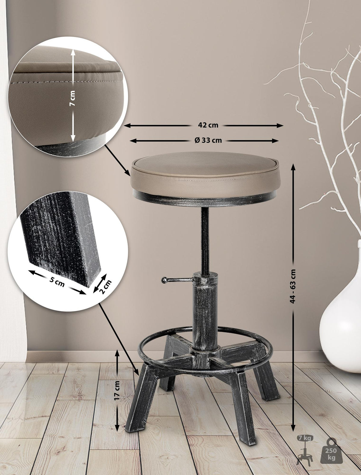 Hocker Destin antiek zilver antik silber