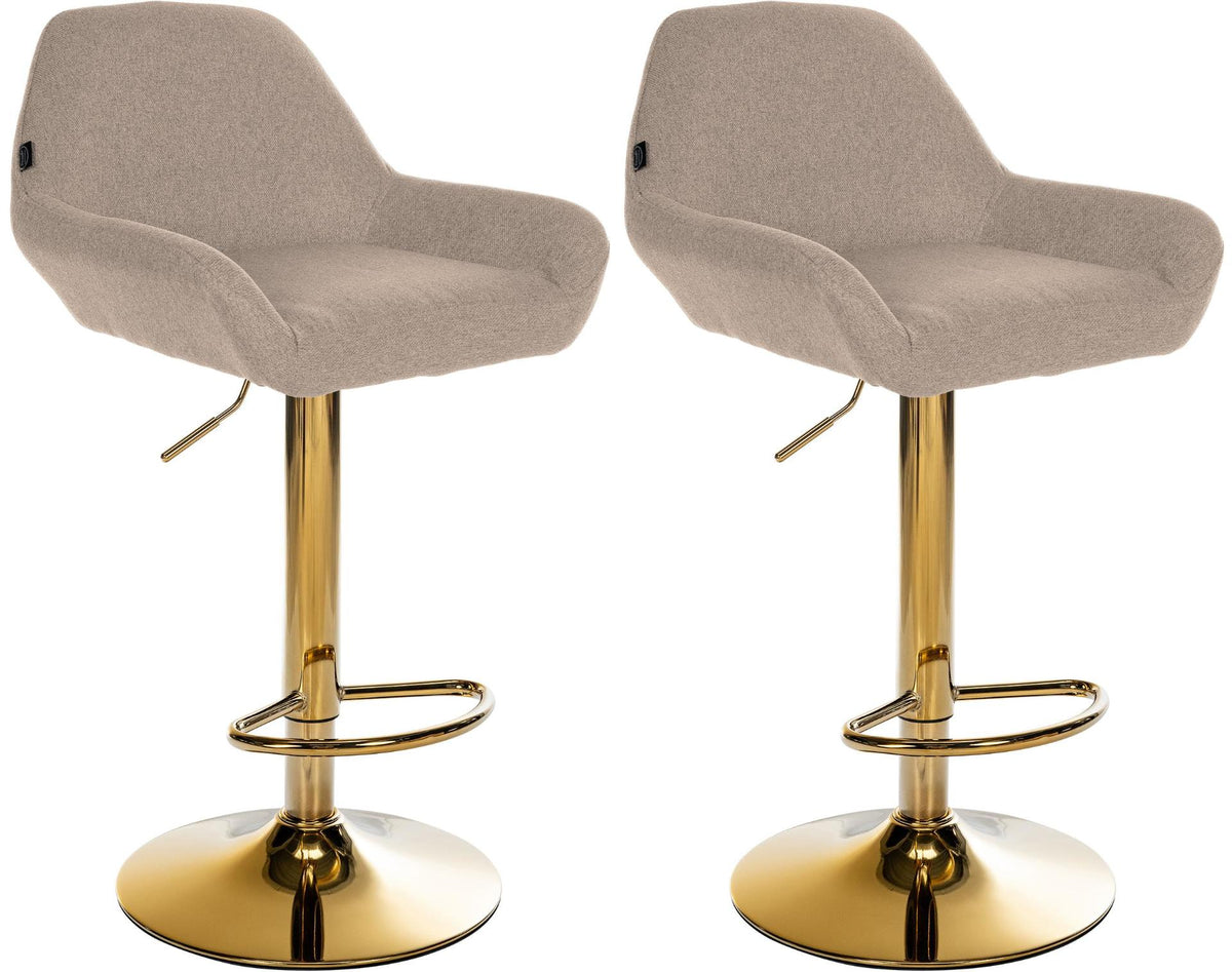 Set van 2 barkrukken Braga Gold stof taupe taupe