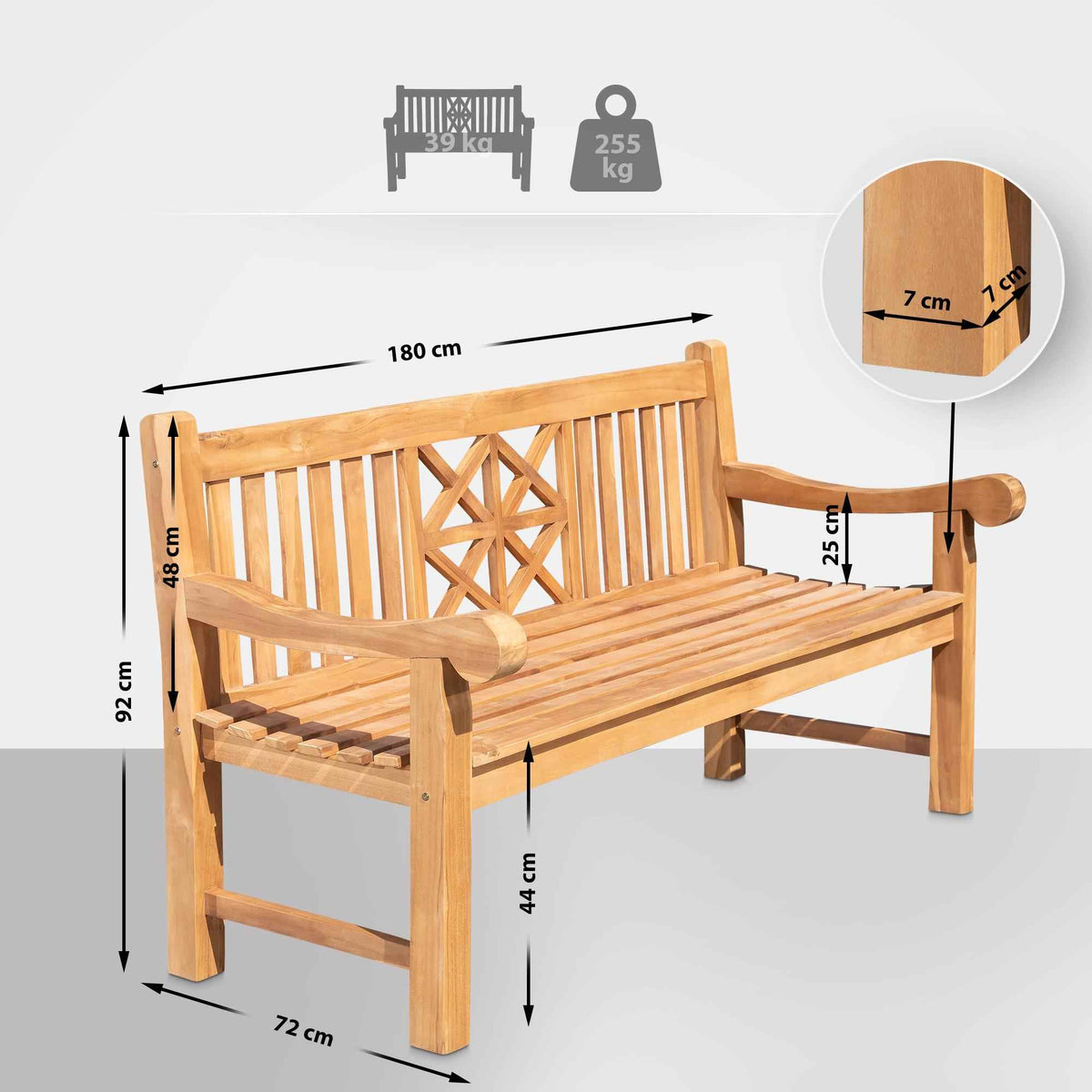 Teakbank Florida teak,180 cm teak