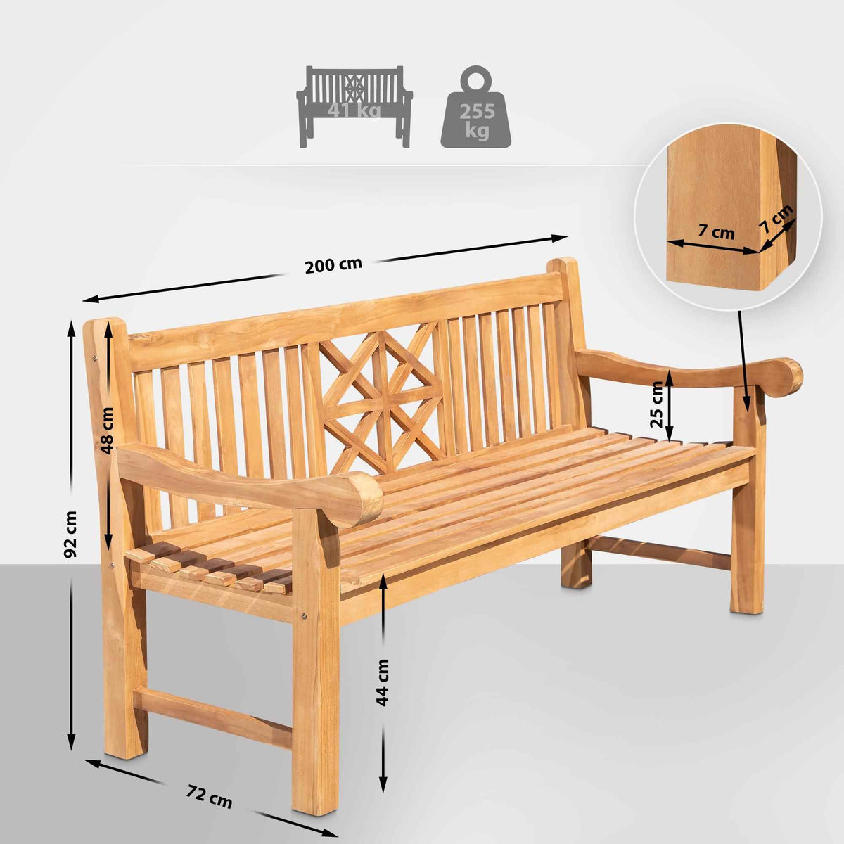 Teakbank Florida teak,200 cm teak