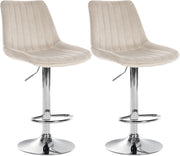Set van 2 barkrukken Toni fluweel creme,Metaal in chroomoptiek creme
