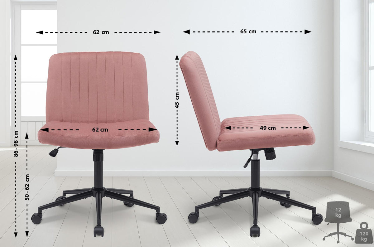 Bureaustoel Kingman roze,Fluweel pink