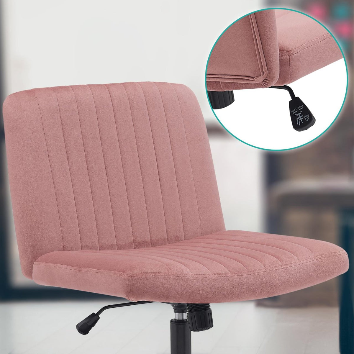 Bureaustoel Kingman roze,Fluweel pink