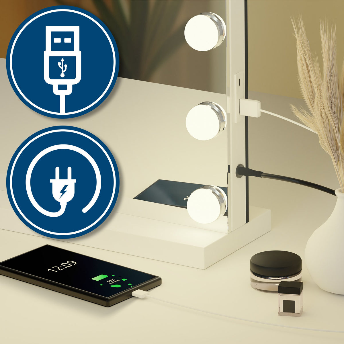 Schminkspiegel Norlina ohne Bluetooth weiß