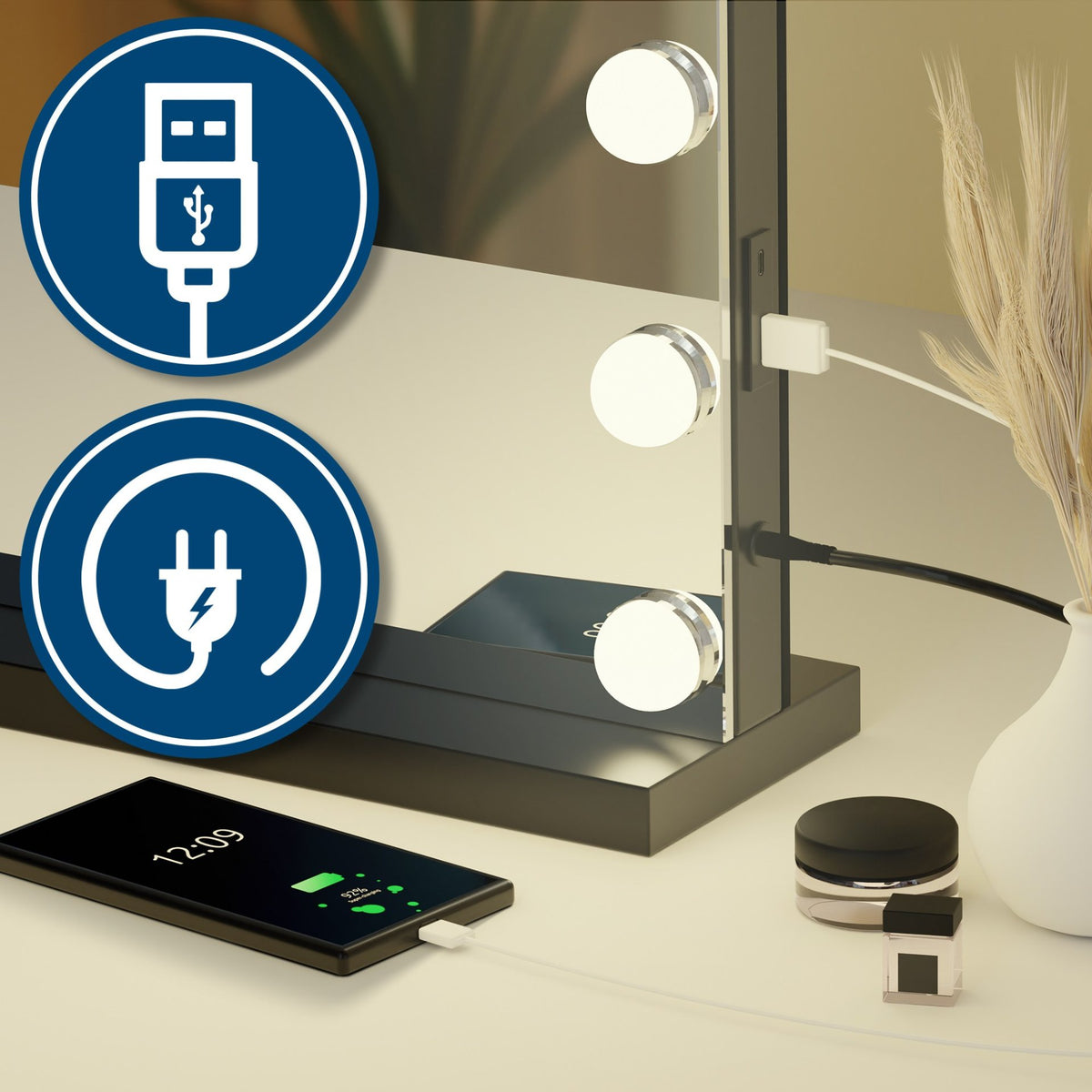Schminkspiegel Norlina ohne Bluetooth schwarz