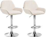 Set van 2 barkrukken Braga fluweel creme,Metaal in chroomoptiek creme