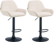 Set van 2 barkrukken Braga fluweel creme,Metaal mat zwart creme