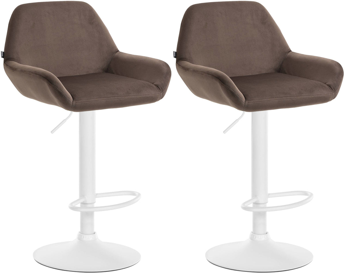 Set van 2 barkrukken Braga fluweel bruin,Metaal mat wit braun