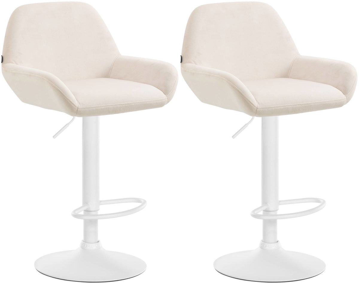 Set van 2 barkrukken Braga fluweel creme,Metaal mat wit creme