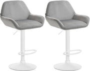 Set van 2 barkrukken Braga fluweel grijs,Metaal mat wit grau