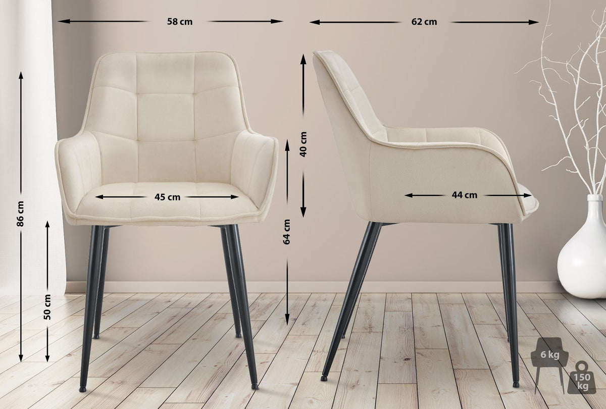 Esszimmerstuhl Ferndale Samt creme