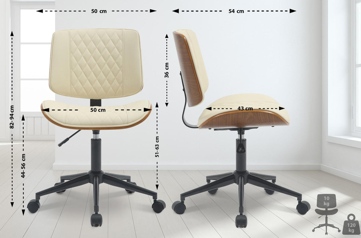 Bureaustoel Plover kunstleer walnoot/creme walnuss/creme