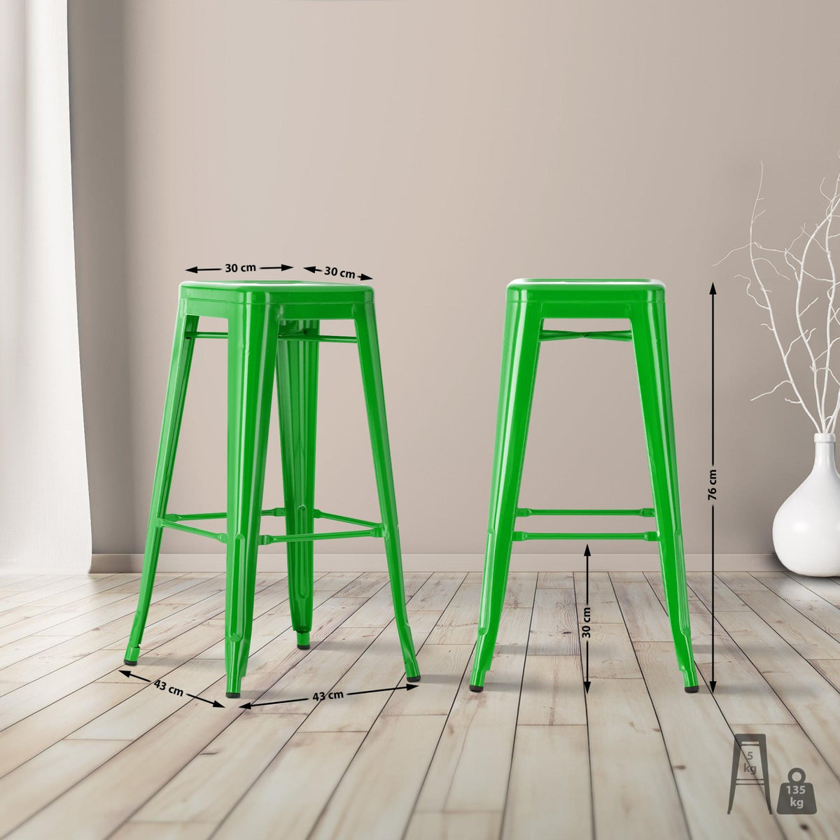 Set van 2 barkrukken Joshua groen grün