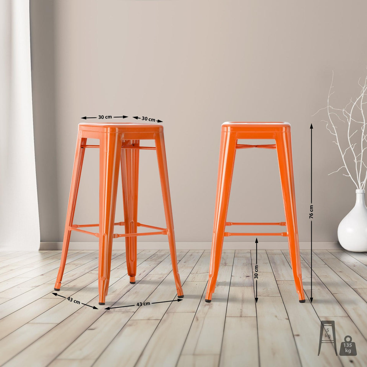 Set van 4 barkrukken Joshua oranje orange