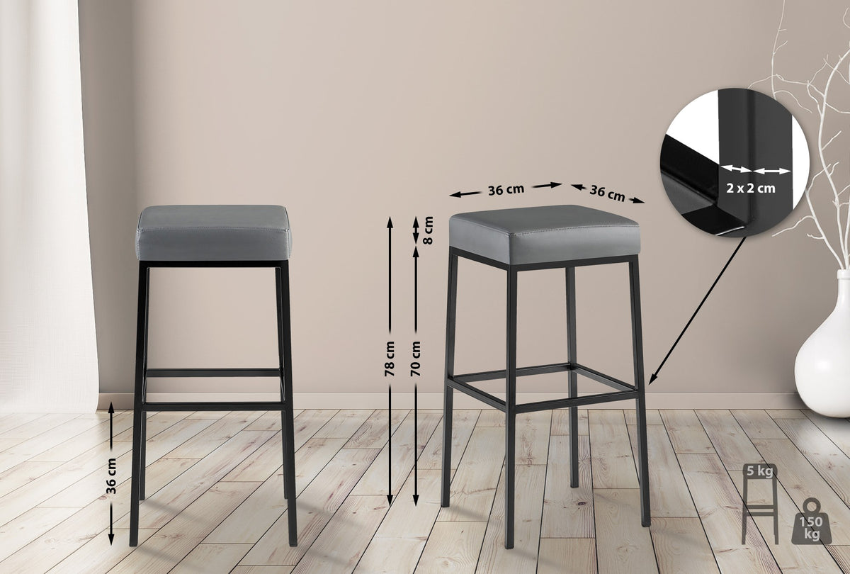 Barkruk Montreal 80 Kunstleer zwart,grijs grau