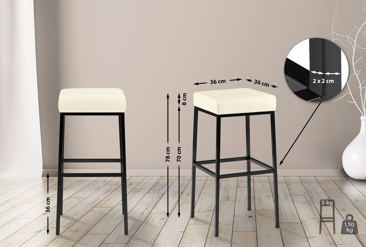 Barkruk Montreal 80 Kunstleer zwart,creme creme