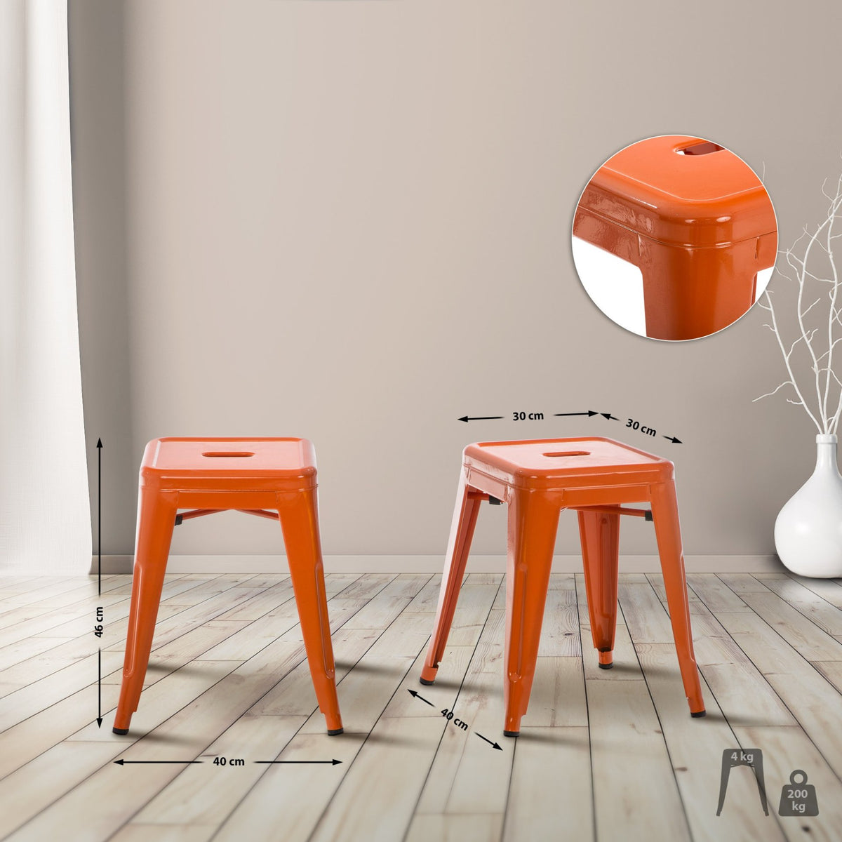 Metalen kruk Armin oranje orange