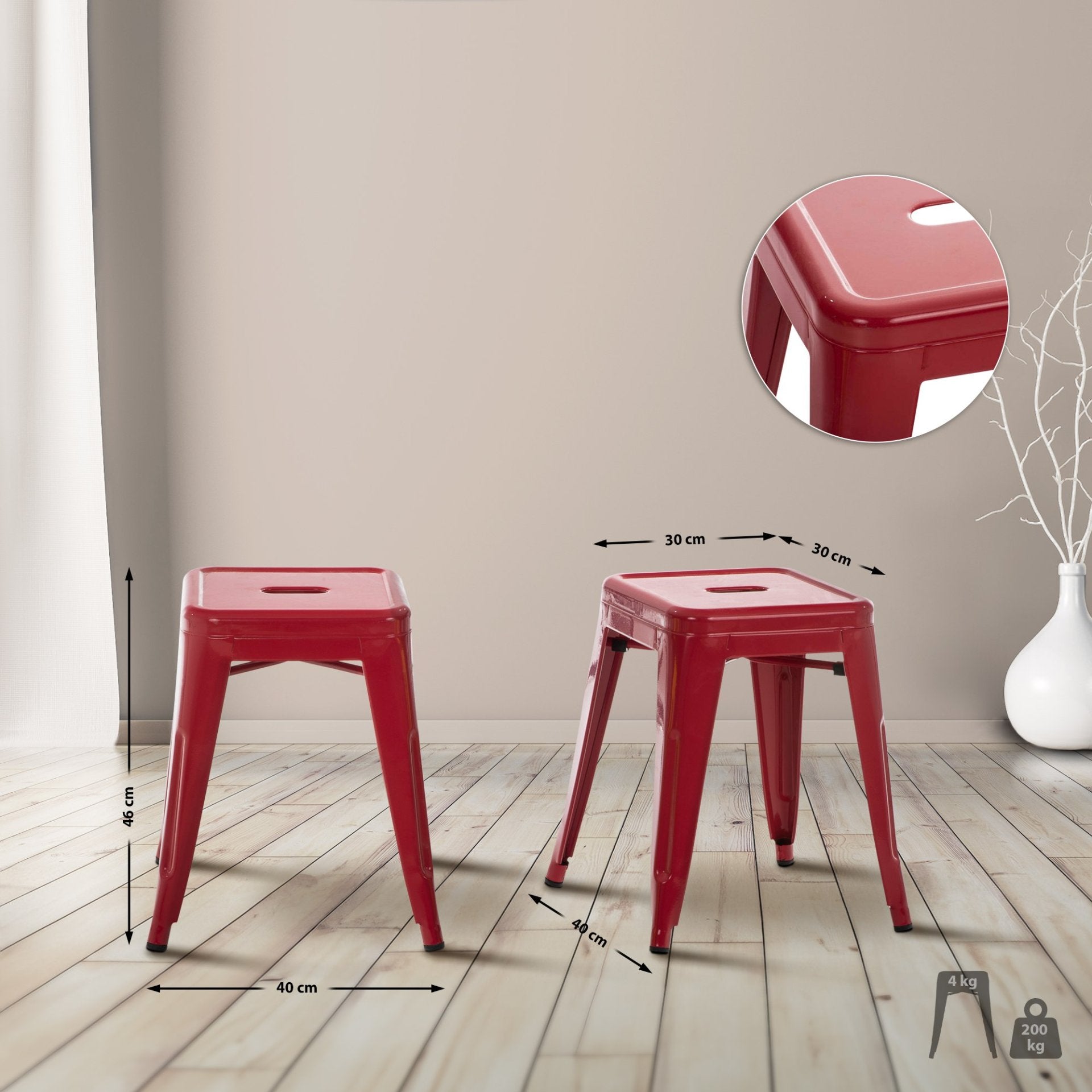 Metalen kruk Armin rood rot
