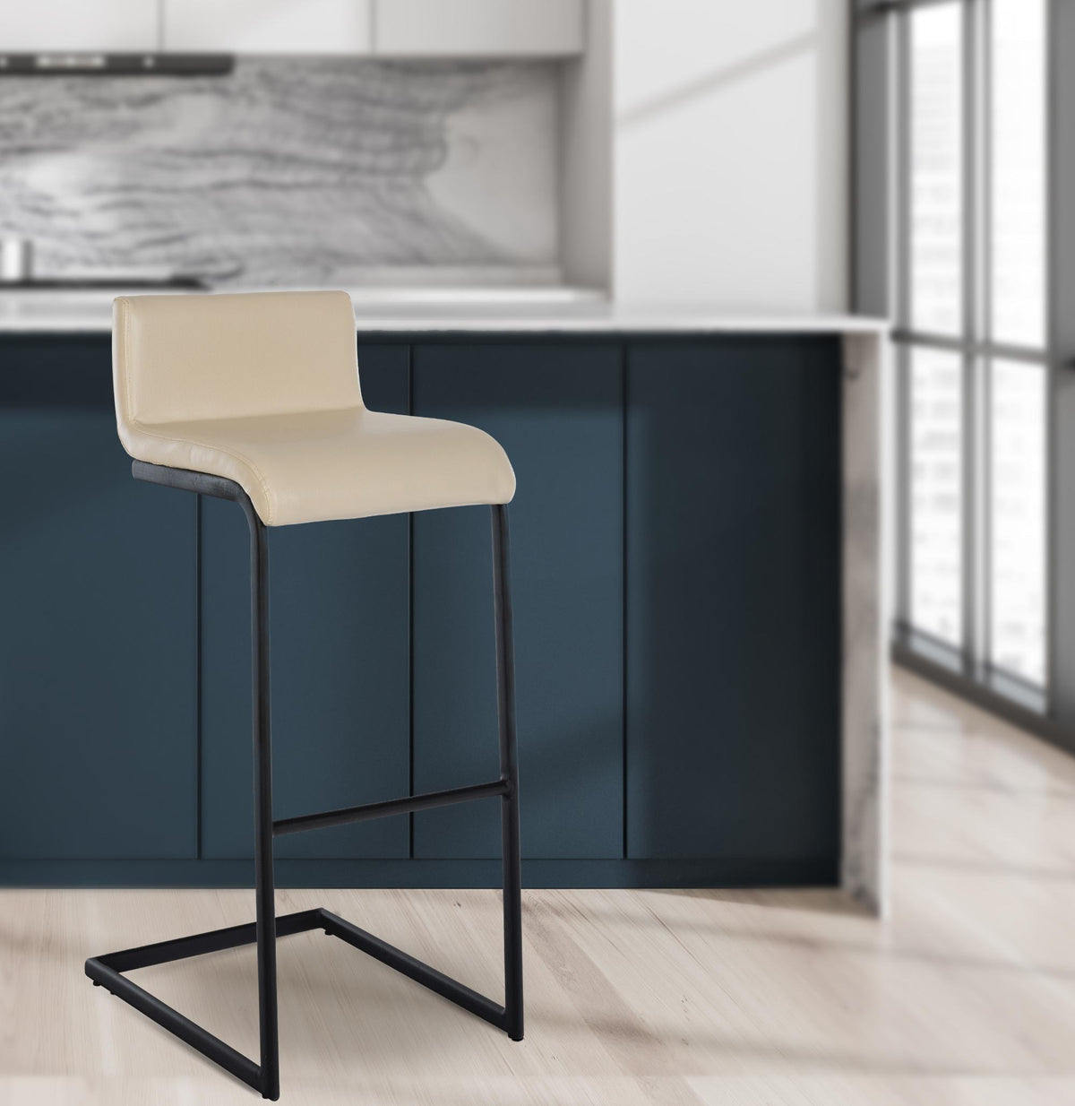 Barkruk Newport creme,Kunstleer creme