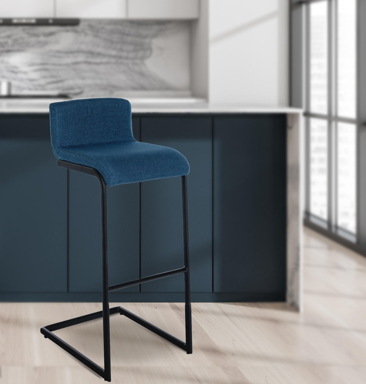 Barkruk Newport blauw,Stof blau
