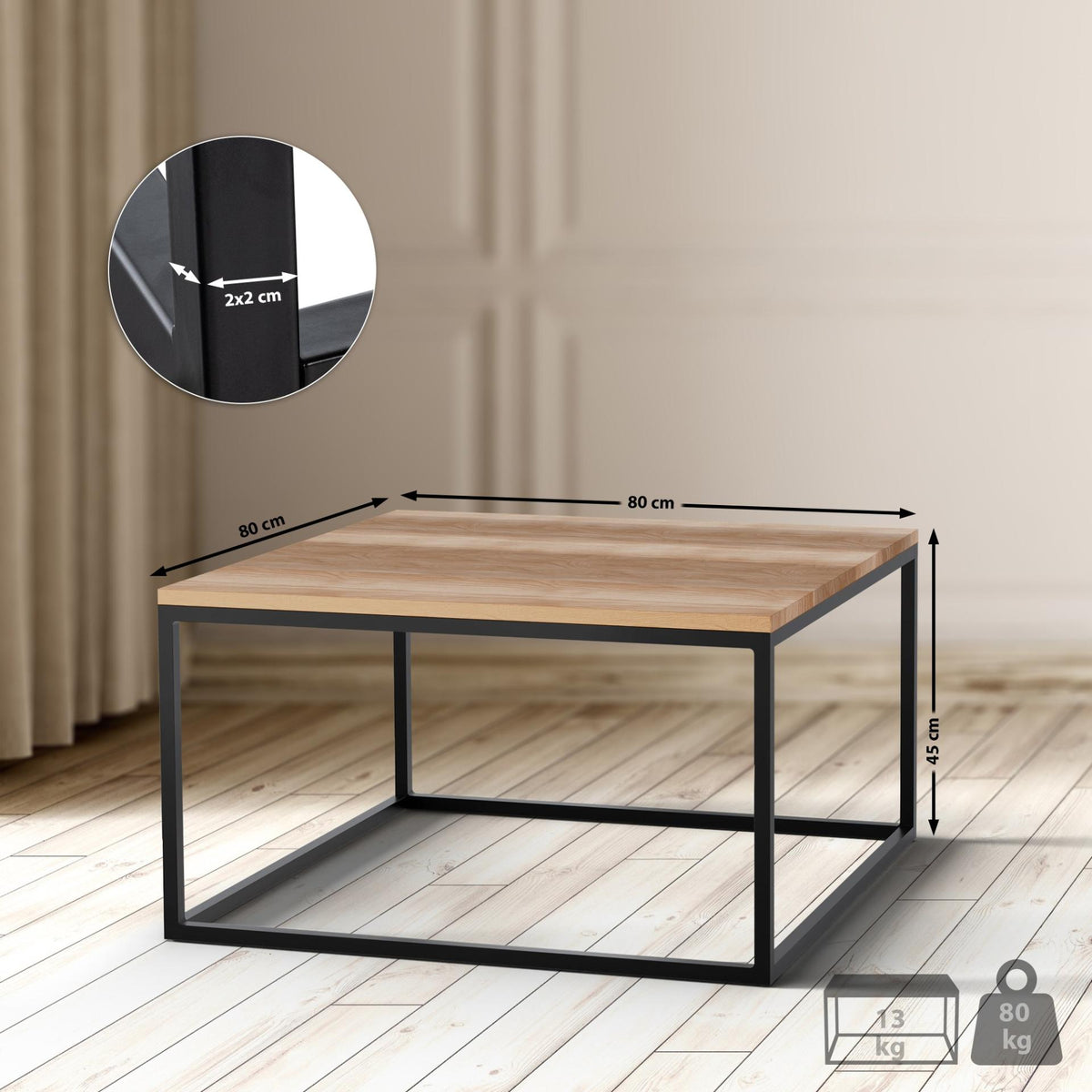 Couchtisch Manteo 80x80x45 cm eiche