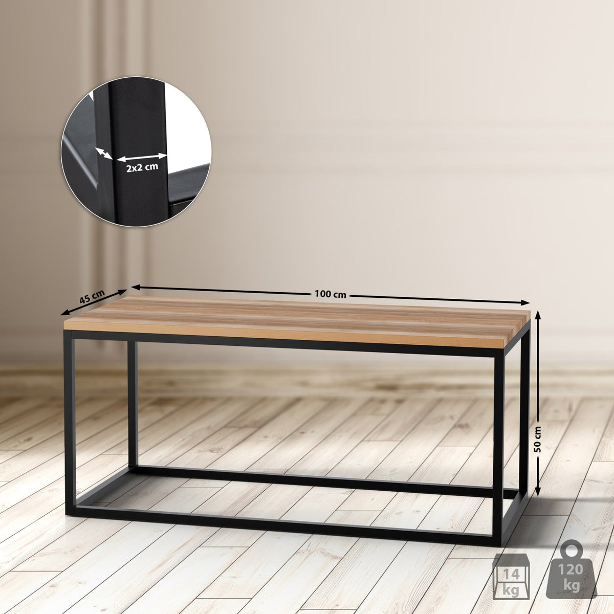 Couchtisch Manteo 100x45x50 cm eiche