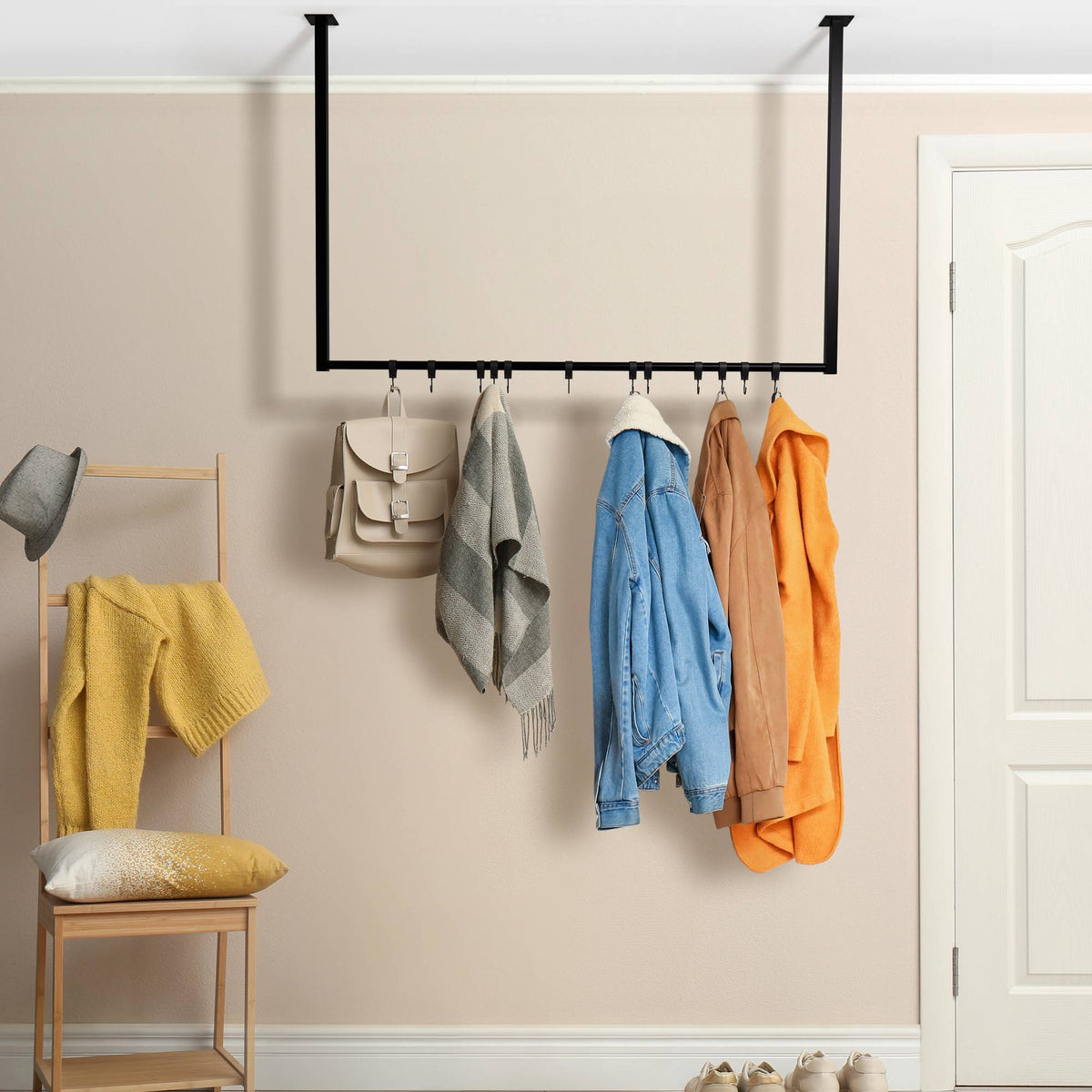 Kledingstang Fenton met 12 haken 120x80 cm schwarz