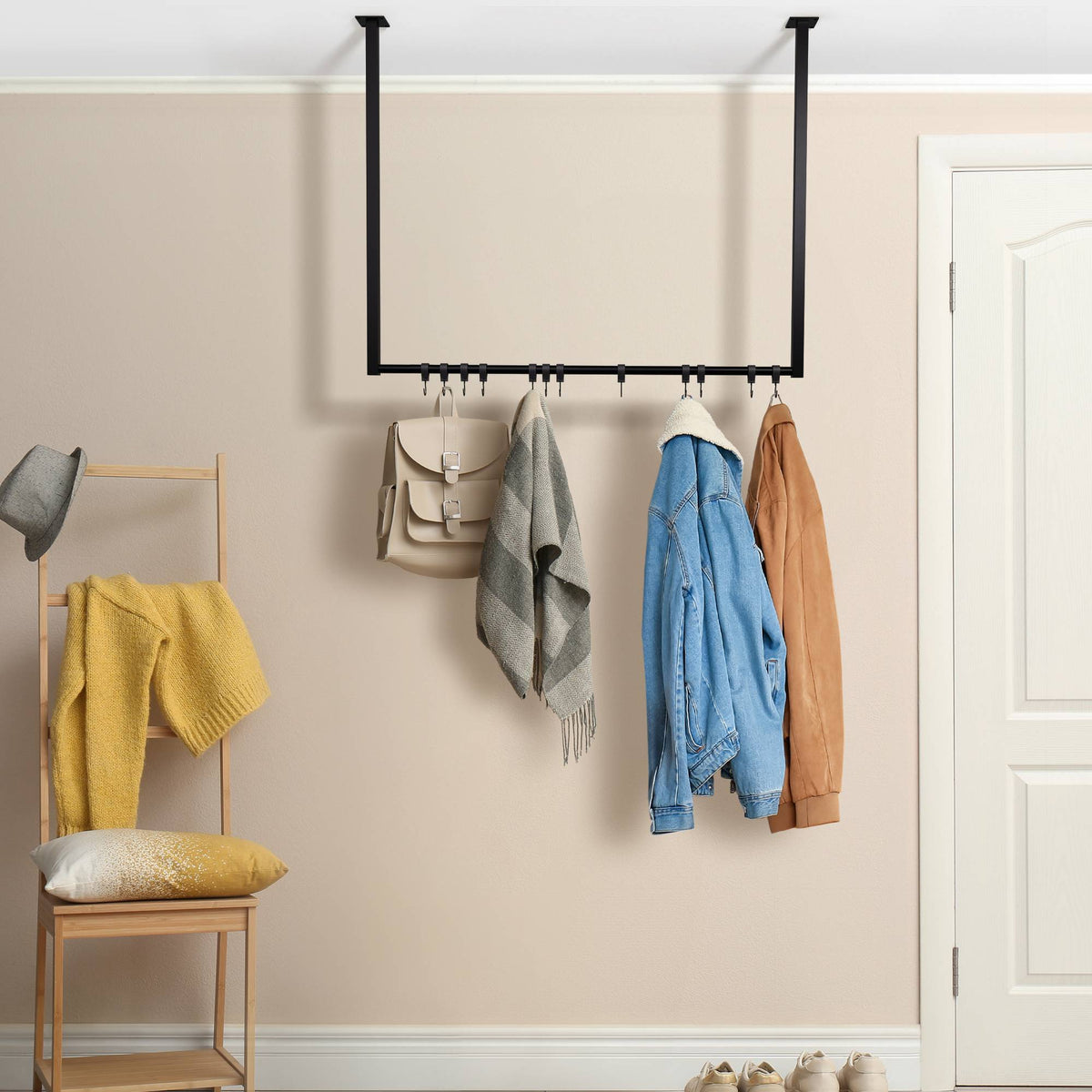Kledingstang Fenton met 12 haken 100x80 cm schwarz