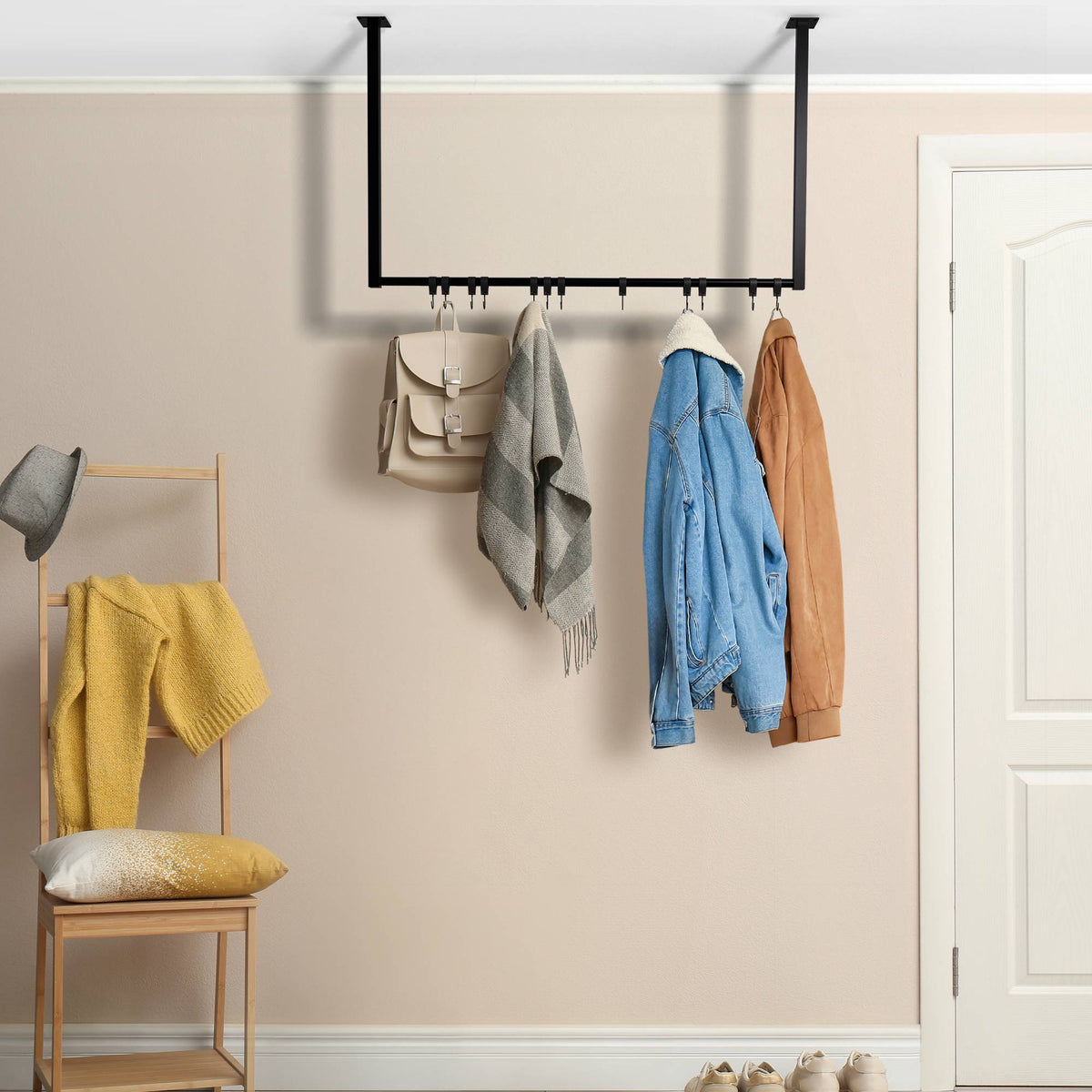 Kledingstang Fenton met 12 haken 100x60 cm schwarz