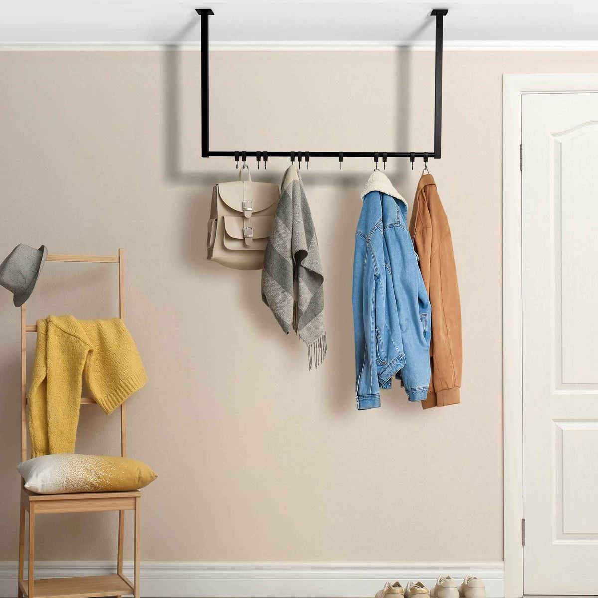 Kledingstang Fenton met 12 haken 100x60 cm schwarz
