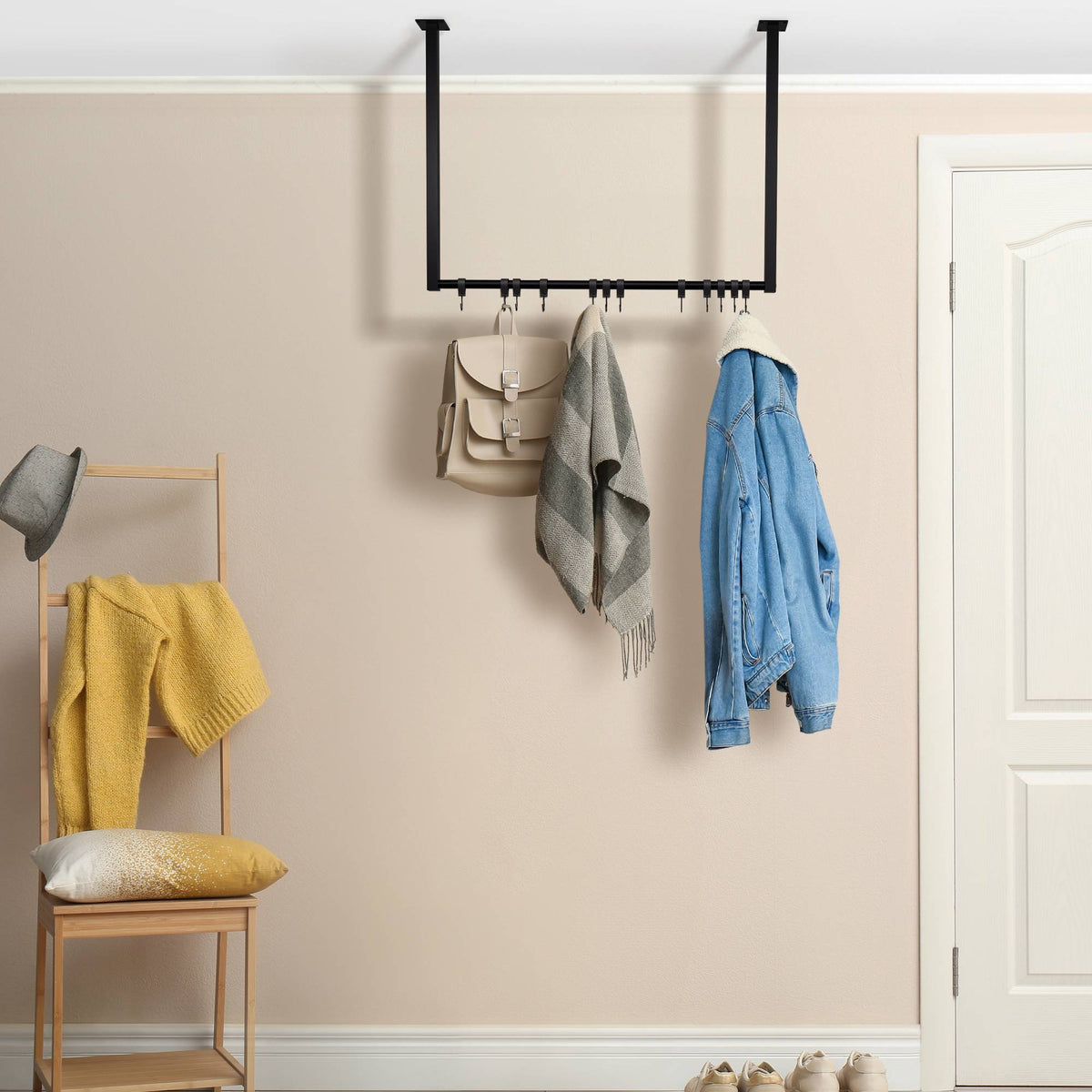 Kledingstang Fenton met 12 haken 80x60 cm schwarz