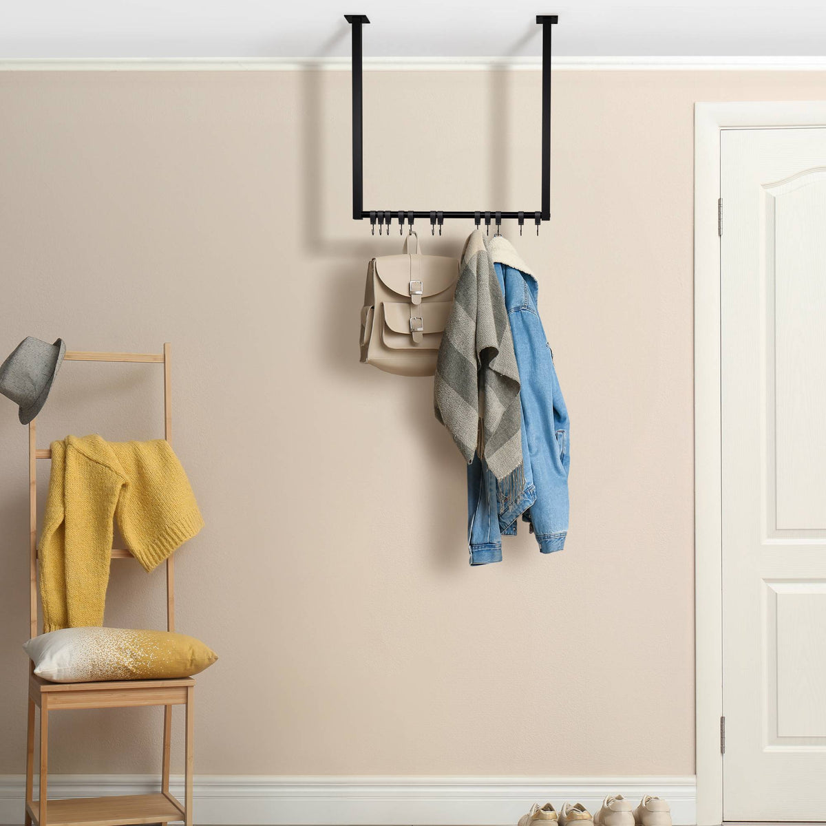 Kledingstang Fenton met 12 haken 60x60 cm schwarz