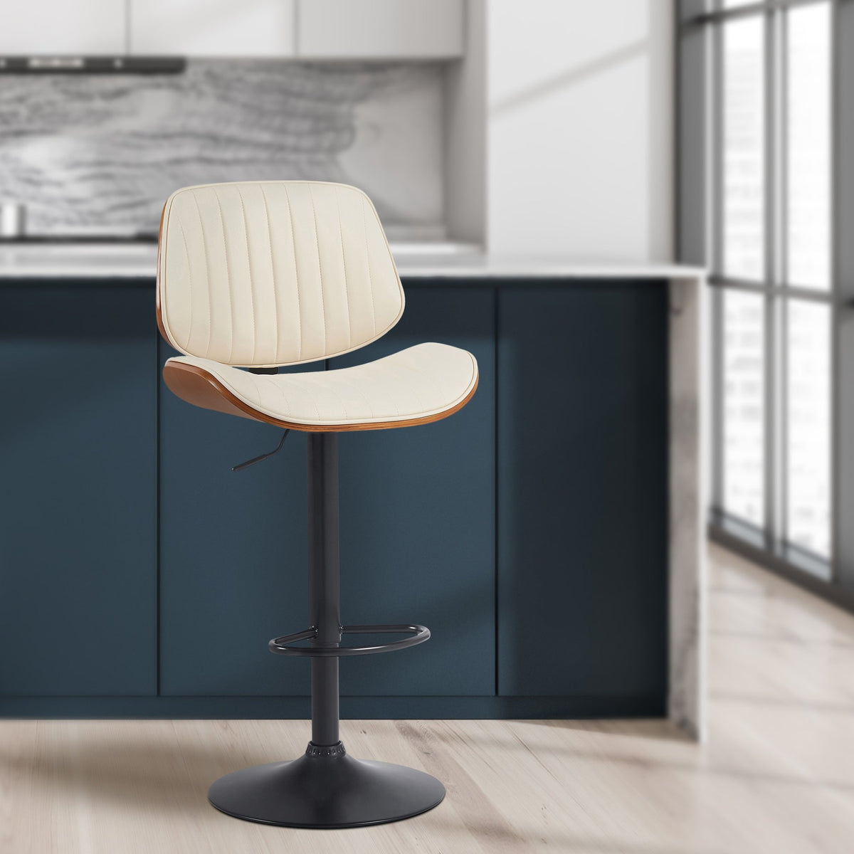 Barkruk Clawson kunstleer walnoot/creme,zwart walnuss/creme