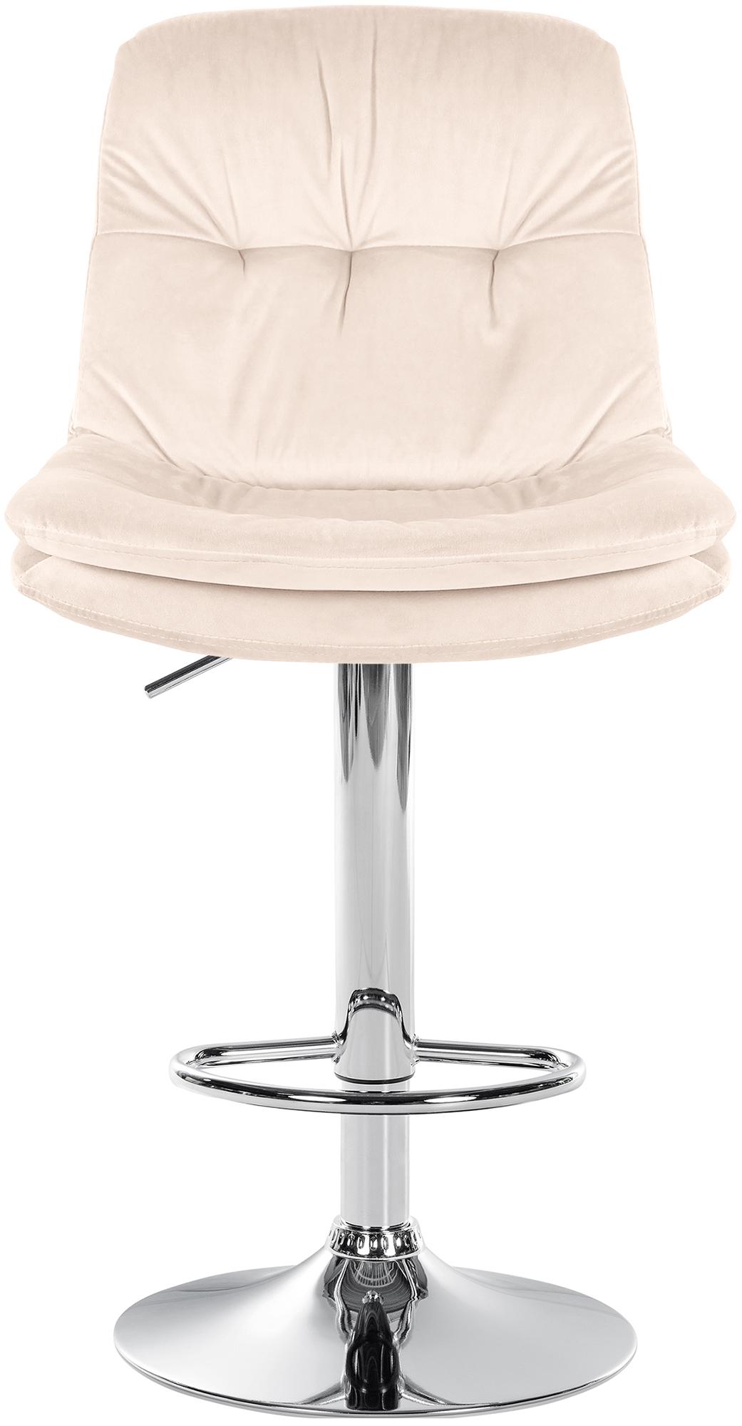 Barkruk Laurel fluweel creme,Metaal in chroomoptiek creme