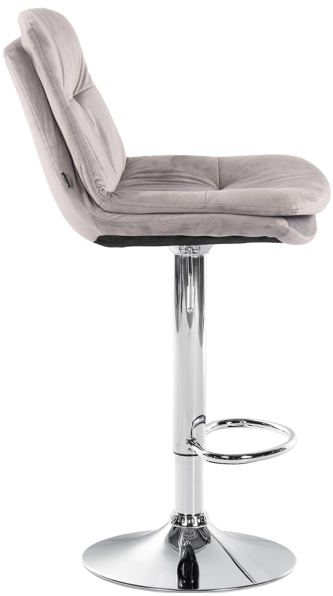 Barkruk Laurel fluweel grijs,Metaal in chroomoptiek grau