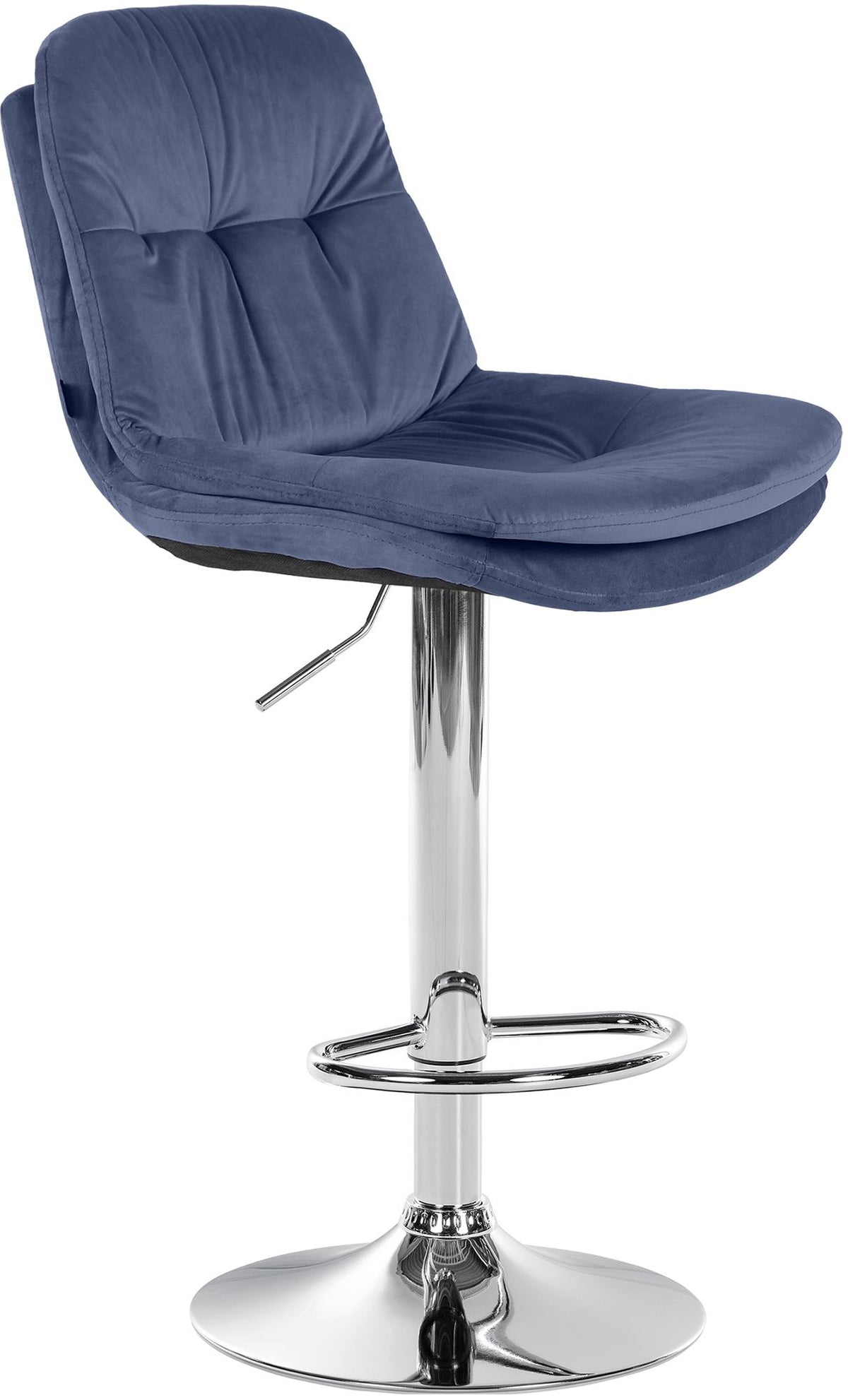 Barkruk Laurel fluweel blauw,Metaal in chroomoptiek blau