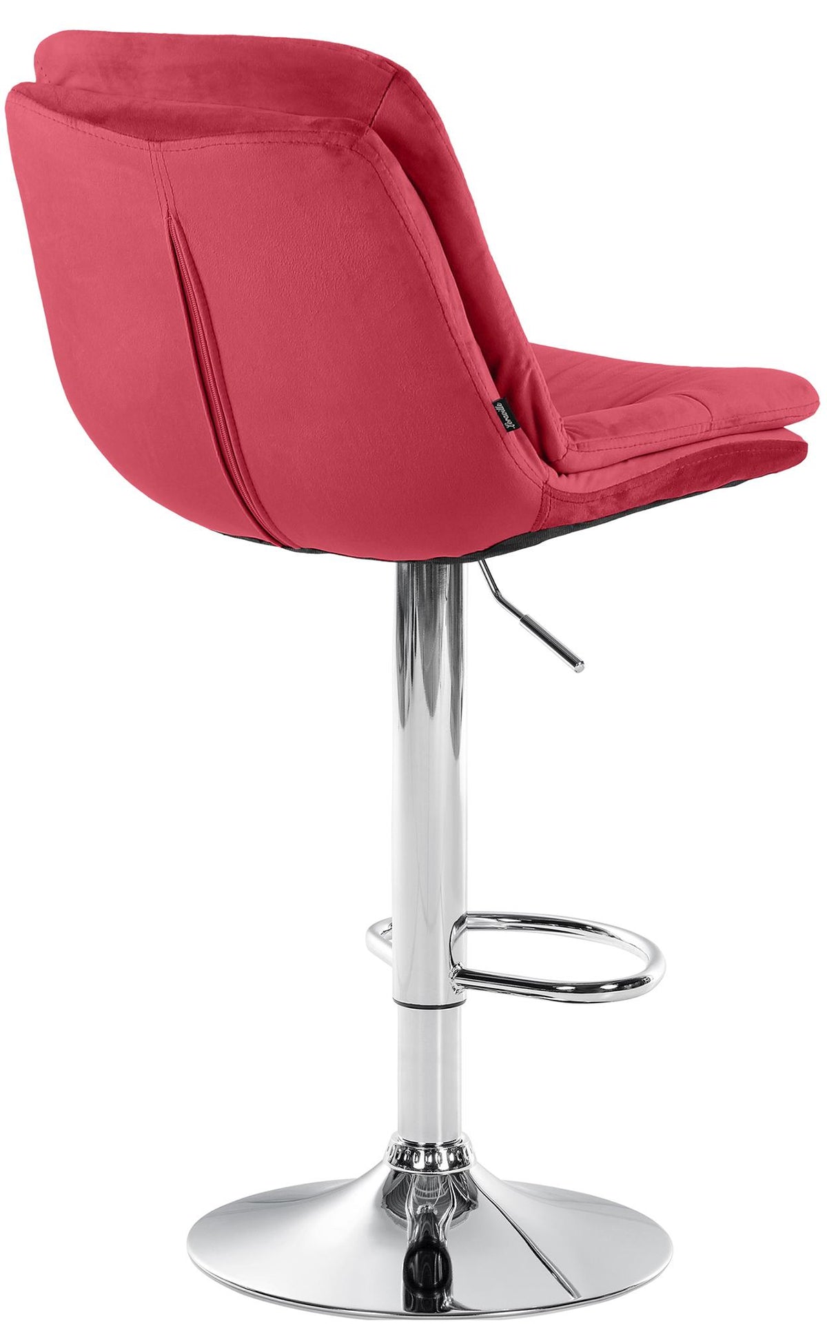 Barkruk Laurel fluweel rood,Metaal in chroomoptiek rot