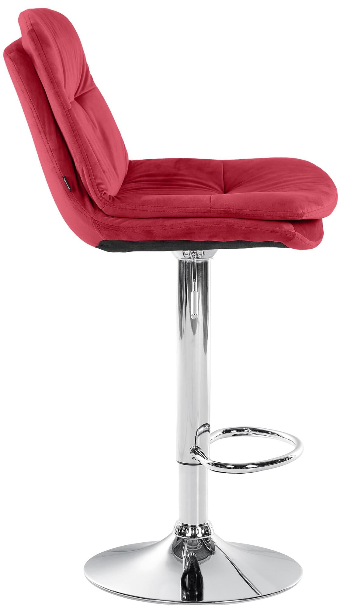 Barkruk Laurel fluweel rood,Metaal in chroomoptiek rot