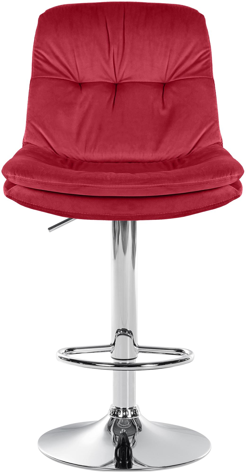 Barkruk Laurel fluweel rood,Metaal in chroomoptiek rot