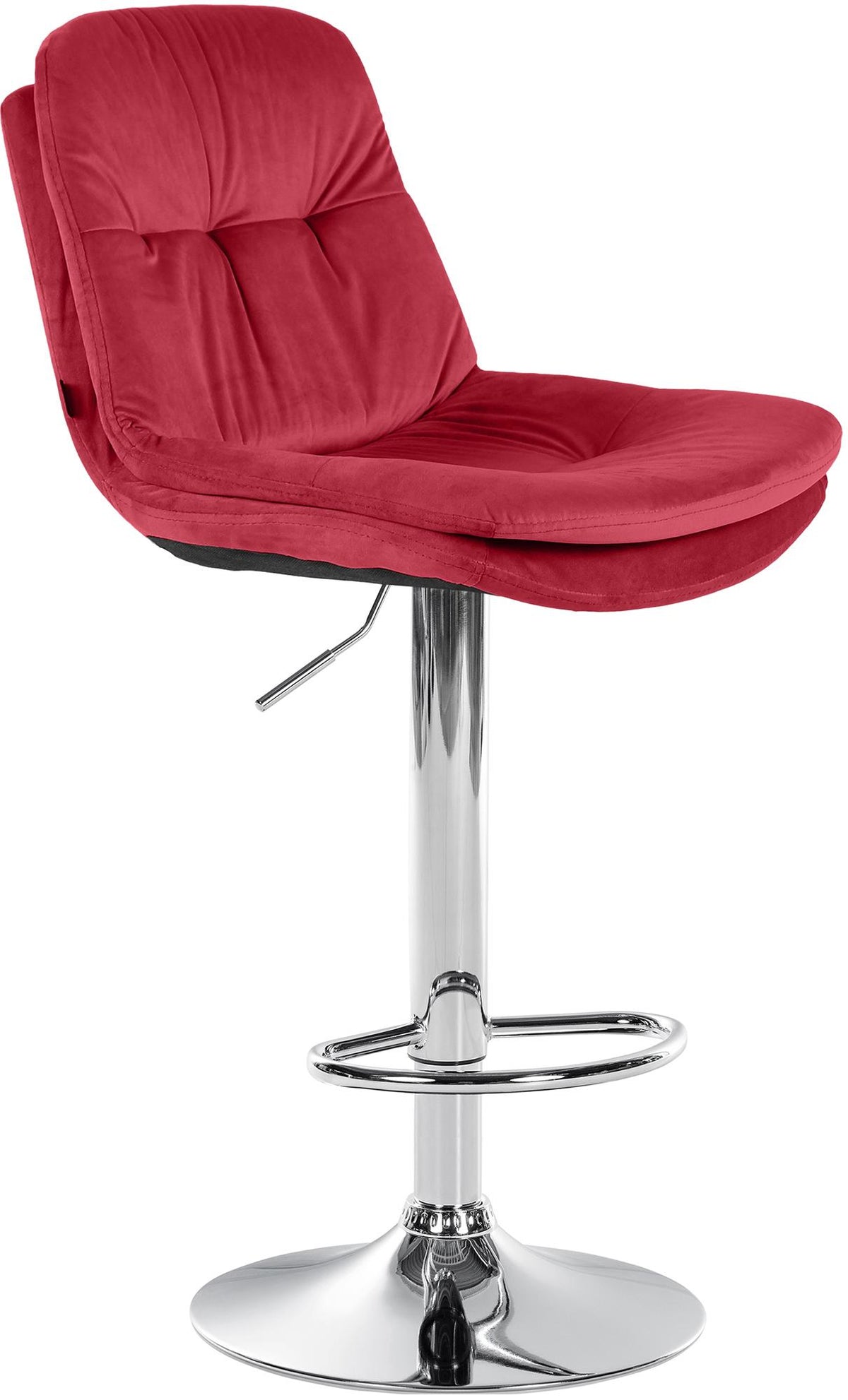Barkruk Laurel fluweel rood,Metaal in chroomoptiek rot
