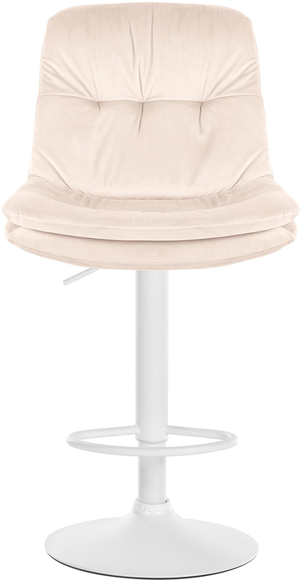 Barkruk Laurel fluweel creme,Metaal mat wit creme