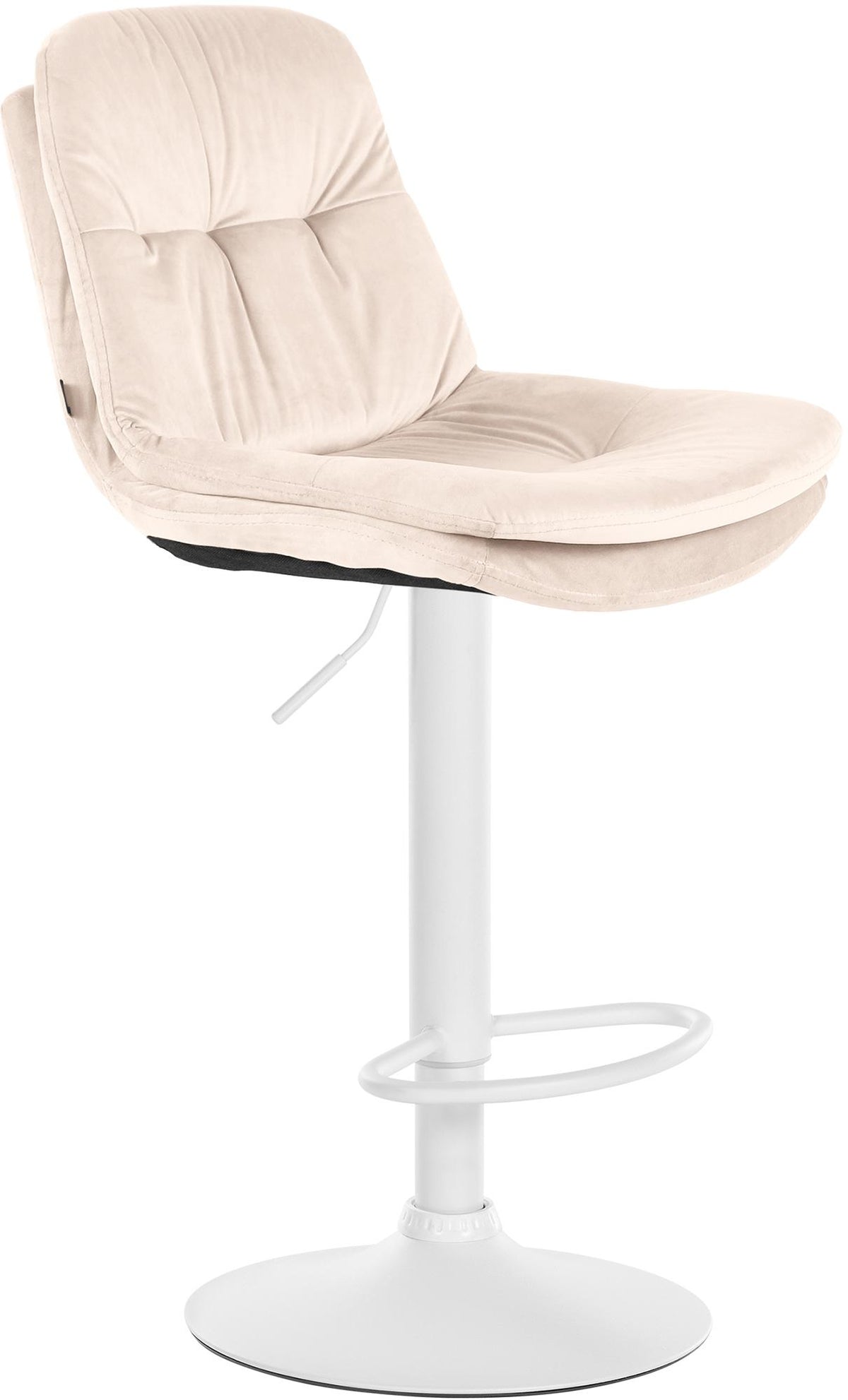 Barkruk Laurel fluweel creme,Metaal mat wit creme