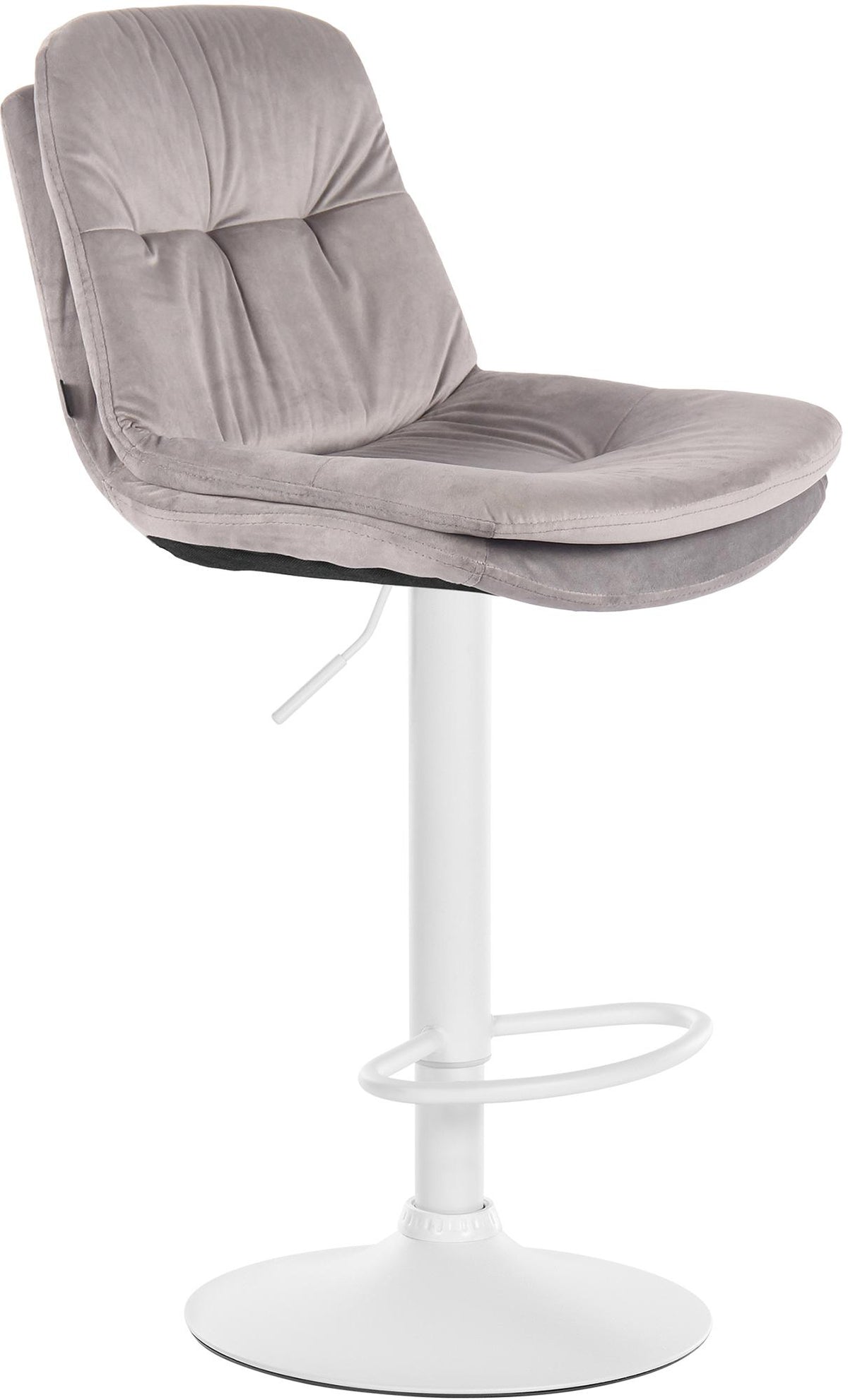 Barkruk Laurel fluweel grijs,Metaal mat wit grau