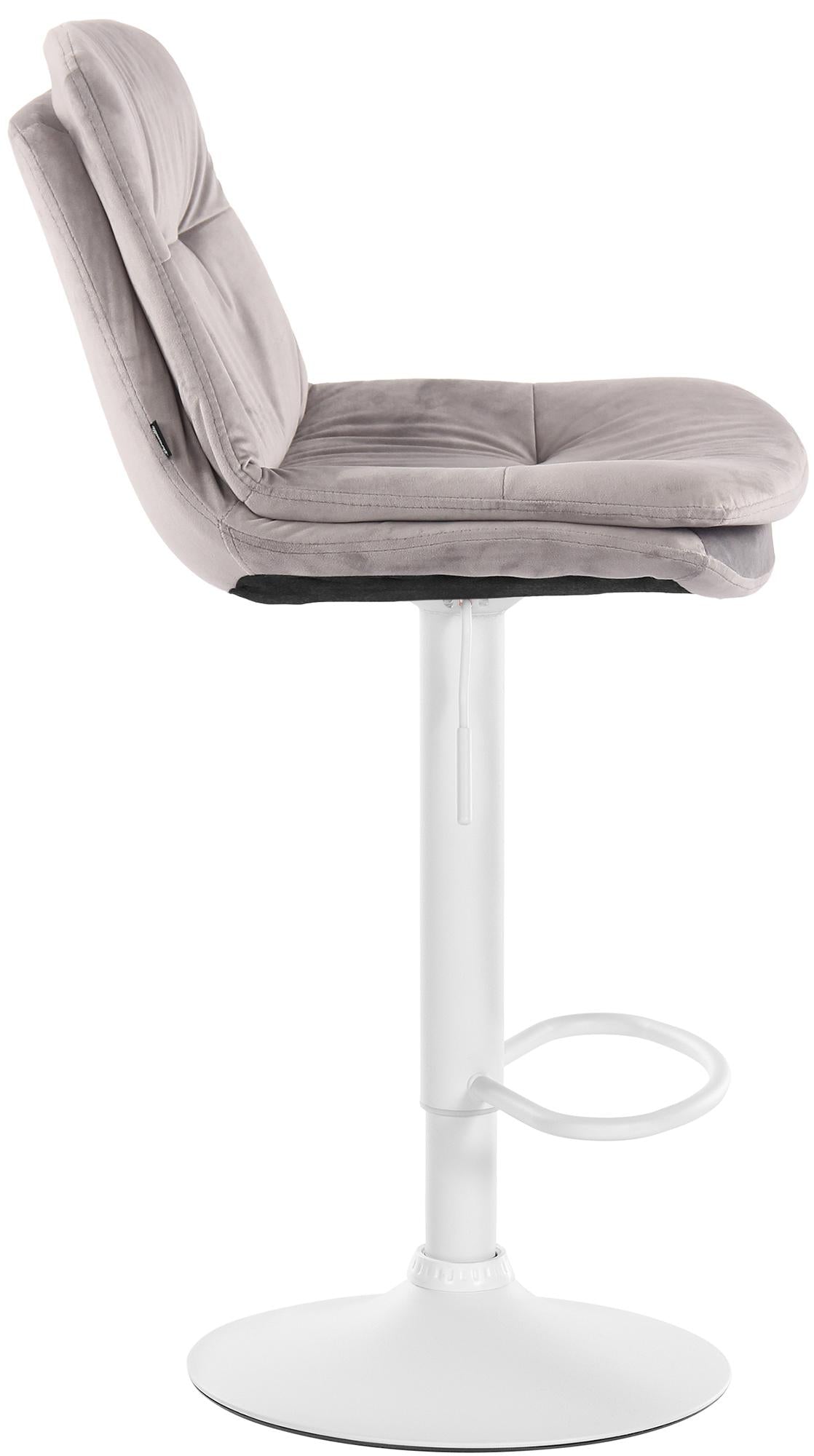 Barkruk Laurel fluweel grijs,Metaal mat wit grau