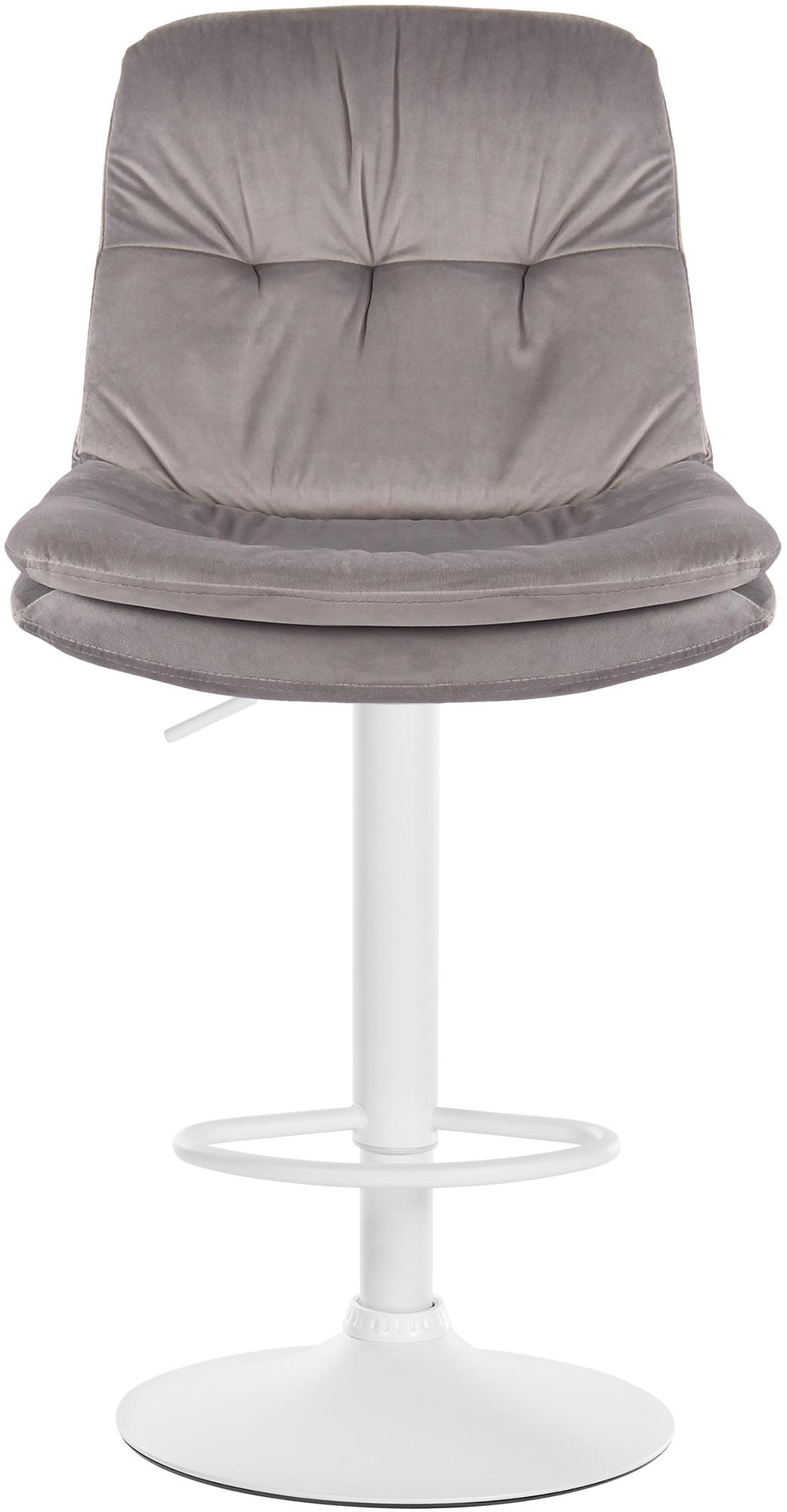 Barkruk Laurel fluweel grijs,Metaal mat wit grau