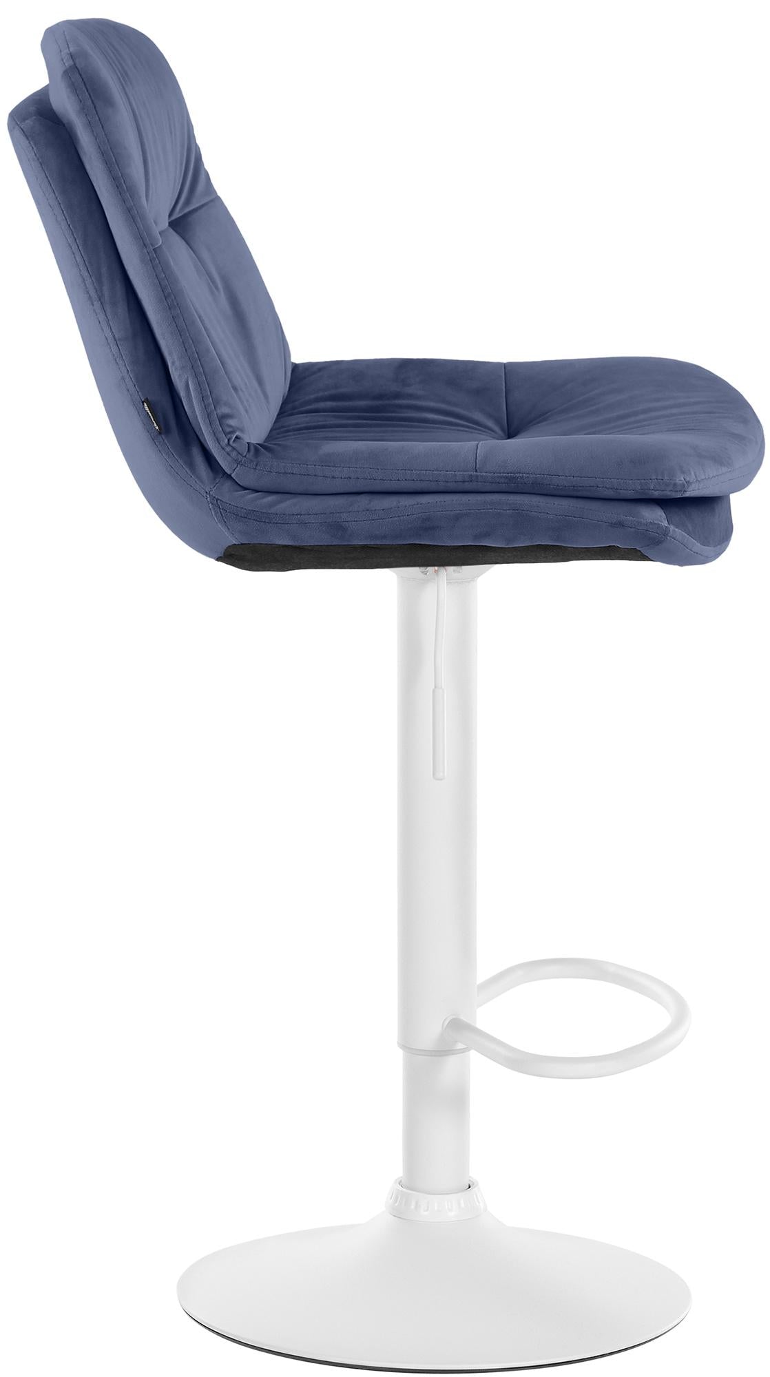 Barkruk Laurel fluweel blauw,Metaal mat wit blau