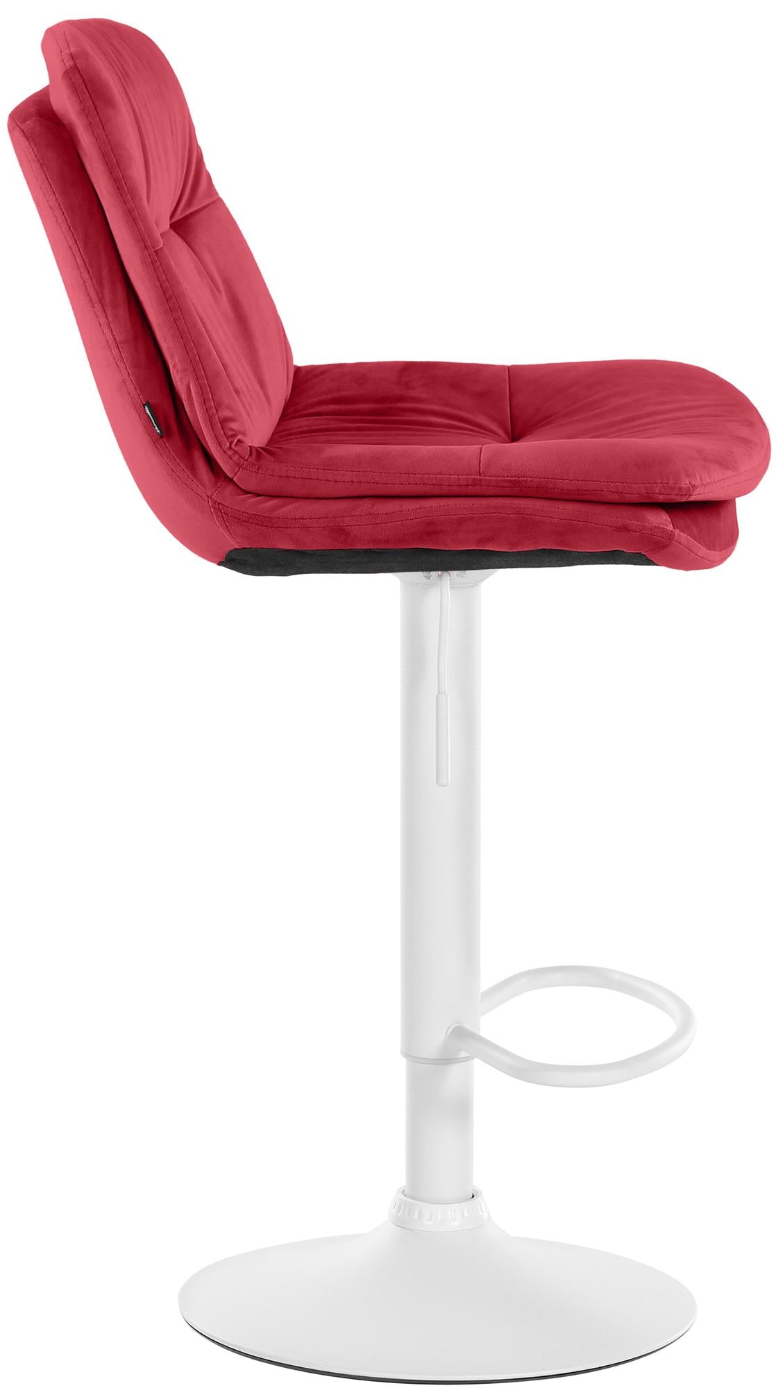 Barkruk Laurel fluweel rood,Metaal mat wit rot