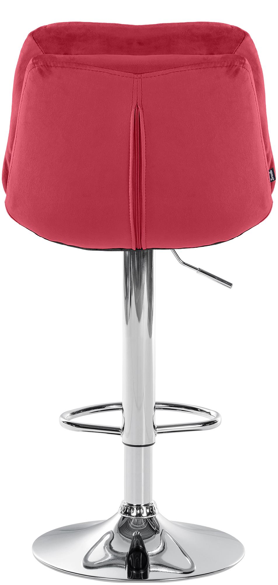 Barkruk Laurel fluweel rood,Metaal in chroomoptiek rot