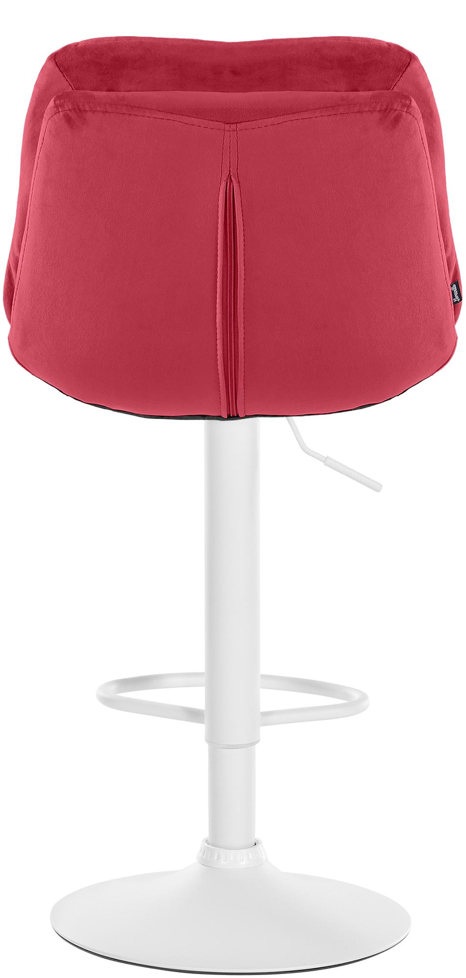 Barkruk Laurel fluweel rood,Metaal mat wit rot