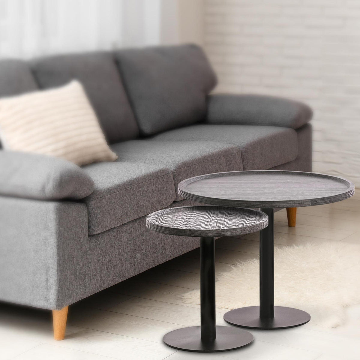 Set van 2 bijzettafels Aspen grijs grau